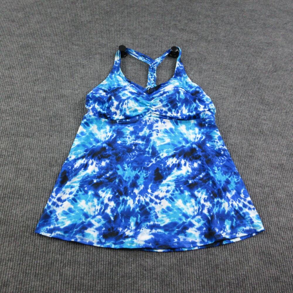 Swim 365 Tankini Womens 24 Blue Tie Dye Tank Racerback Padded Lined NWT